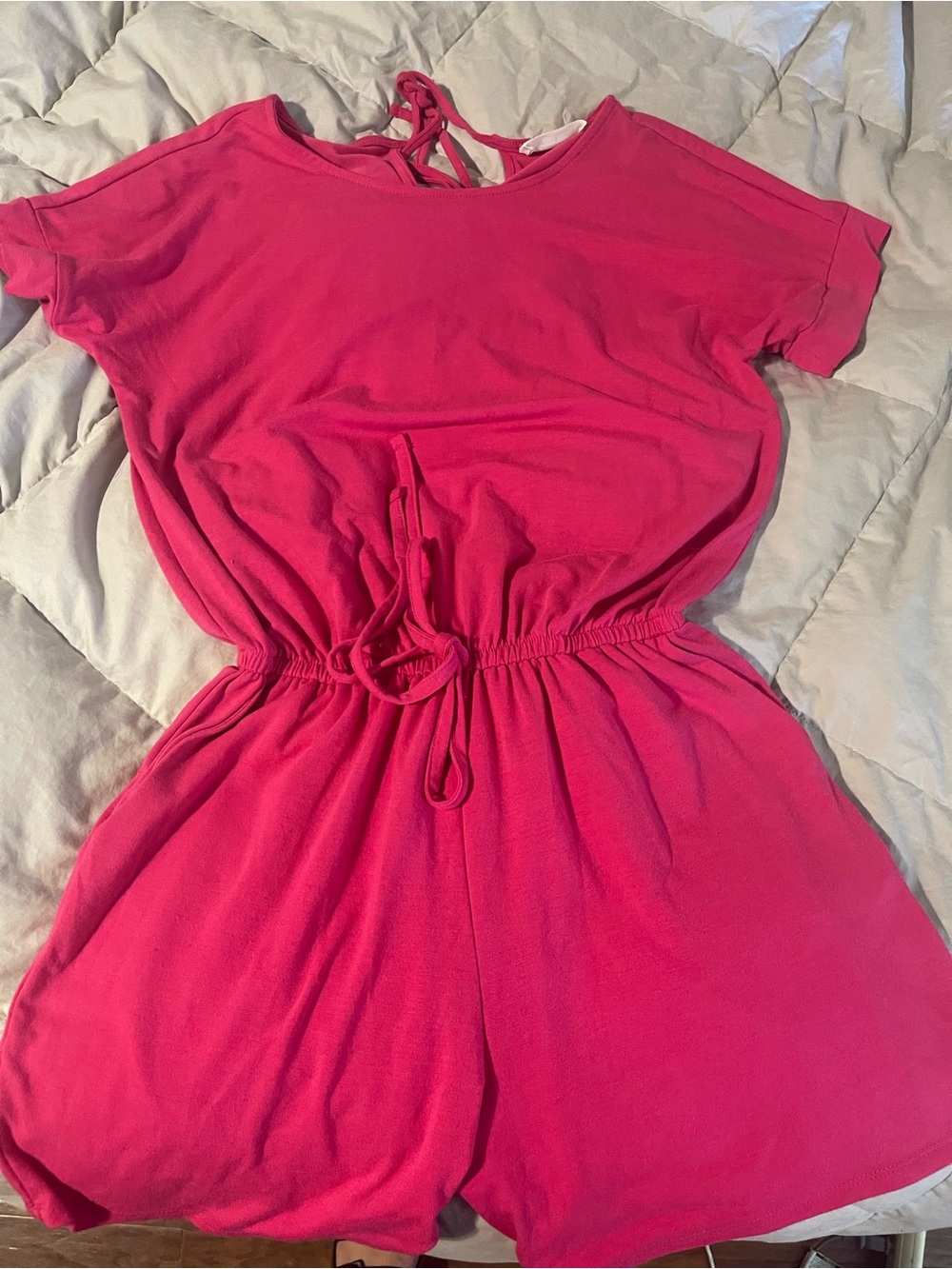 Zenana Outfitters Hot Pink Short Sleeve Romper